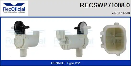 водна помпа за миещо устр., почистване на стъклата RECOFICIAL RECSWP71008.0