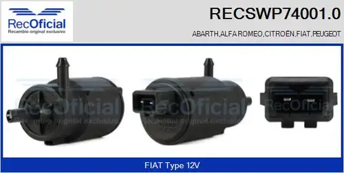 водна помпа за миещо устр., почистване на стъклата RECOFICIAL RECSWP74001.0