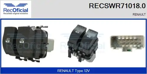 ключ(бутон), стъклоповдигане RECOFICIAL RECSWR71018.0