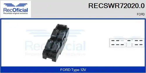 ключ(бутон), стъклоповдигане RECOFICIAL RECSWR72020.0