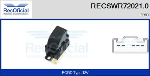 ключ(бутон), стъклоповдигане RECOFICIAL RECSWR72021.0