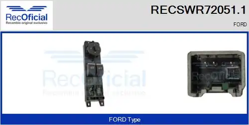 ключ(бутон), стъклоповдигане RECOFICIAL RECSWR72051.1