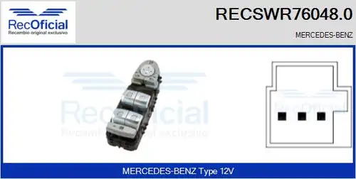 ключ(бутон), стъклоповдигане RECOFICIAL RECSWR76048.0