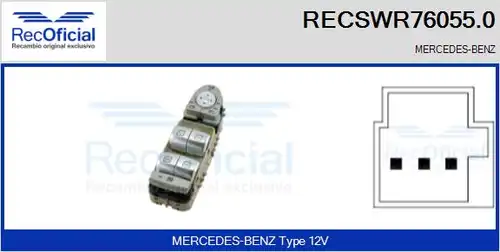 ключ(бутон), стъклоповдигане RECOFICIAL RECSWR76055.0