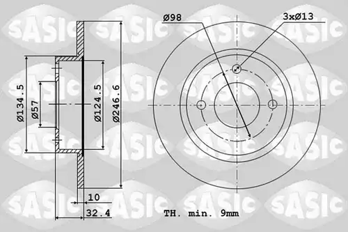 спирачен диск SASIC 2004285J