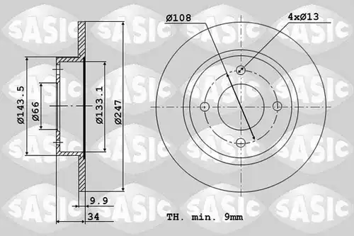 спирачен диск SASIC 2464894J