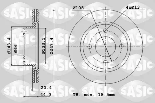 спирачен диск SASIC 2464904J