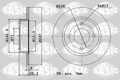 спирачен диск SASIC 2464G64J