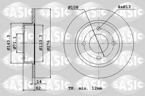 спирачен диск SASIC 2464W44J