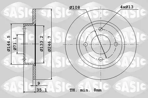 спирачен диск SASIC 2464W94J