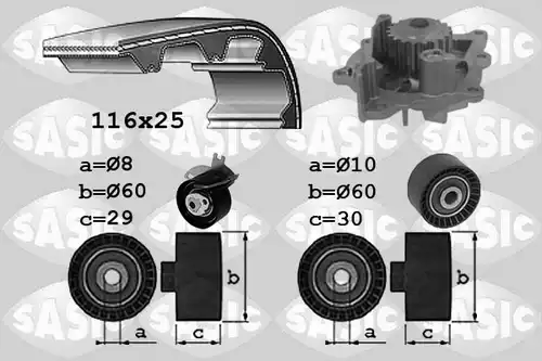 водна помпа+ к-кт ангренажен ремък SASIC 3900038