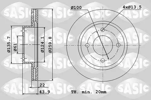 спирачен диск SASIC 4004308J