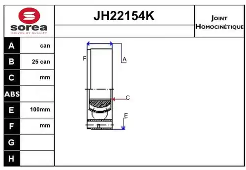 каре комплект, полуоска SERA JH22154K