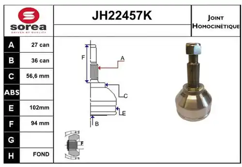 каре комплект, полуоска SERA JH22457K