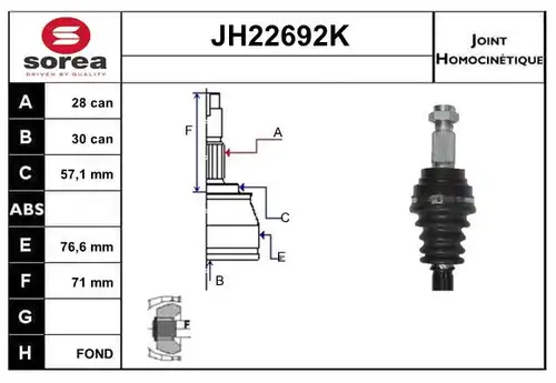 каре комплект, полуоска SERA JH22692K