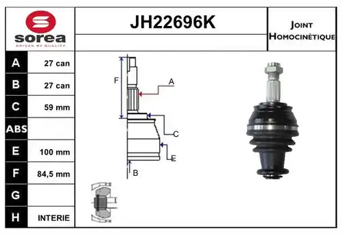 каре комплект, полуоска SERA JH22696K