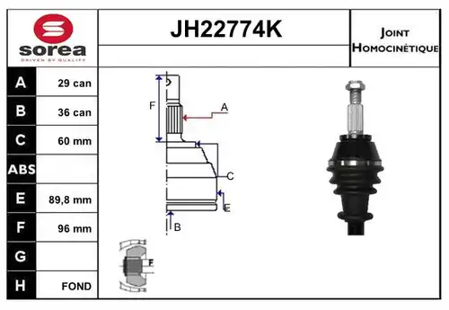 каре комплект, полуоска SERA JH22774K