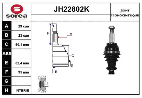 каре комплект, полуоска SERA JH22802K