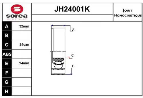 каре комплект, полуоска SERA JH24001K