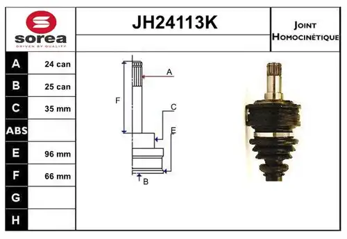 каре комплект, полуоска SERA JH24113K