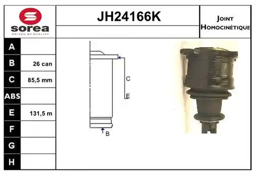 каре комплект, полуоска SERA JH24166K