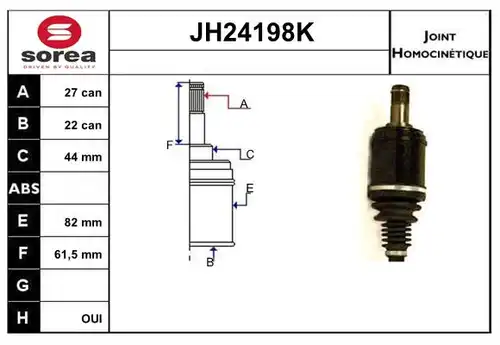 каре комплект, полуоска SERA JH24198K