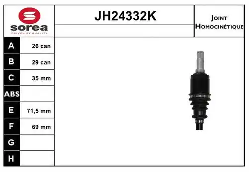 каре комплект, полуоска SERA JH24332K