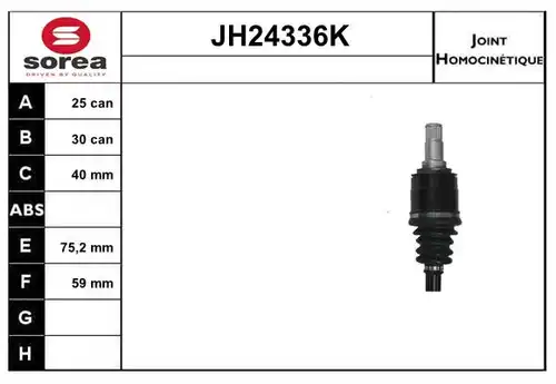 каре комплект, полуоска SERA JH24336K