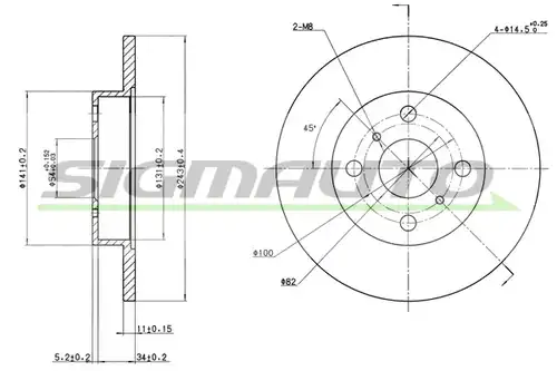 спирачен диск SIGMAUTO DBA346S