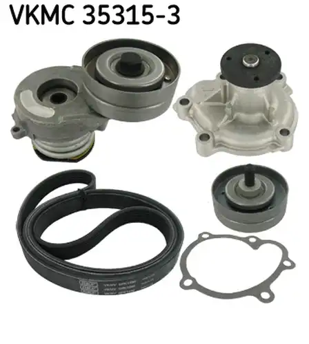 водна помпа + комплект пистови ремъци клиновидно оребряване SKF VKMC 35315-3