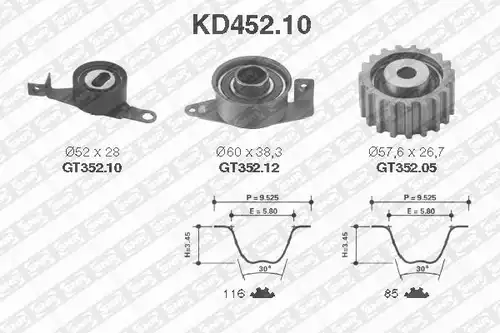 комплект ангренажен ремък SNR KD452.10