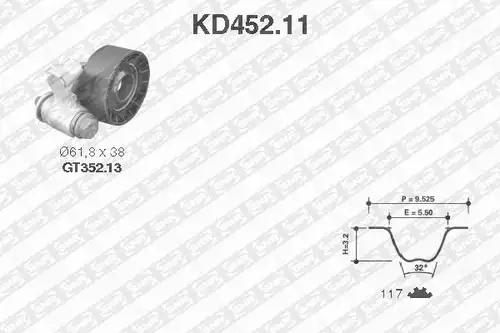 комплект ангренажен ремък SNR KD452.11