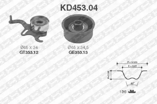 комплект ангренажен ремък SNR KD453.04