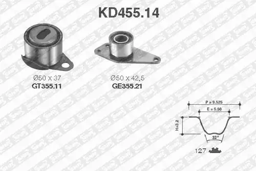 комплект ангренажен ремък SNR KD455.14