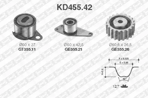 комплект ангренажен ремък SNR KD455.42