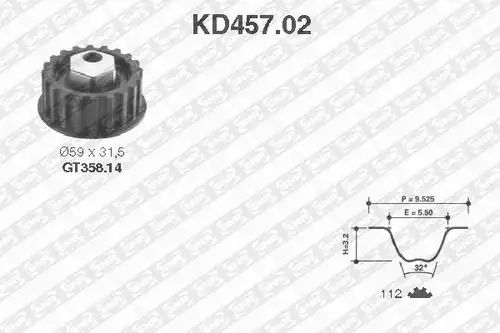 комплект ангренажен ремък SNR KD457.02