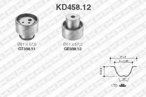 комплект ангренажен ремък SNR KD458.12