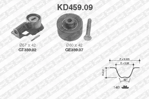 комплект ангренажен ремък SNR KD459.09