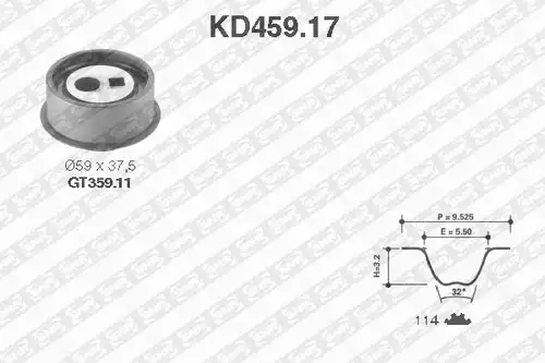 комплект ангренажен ремък SNR KD459.17