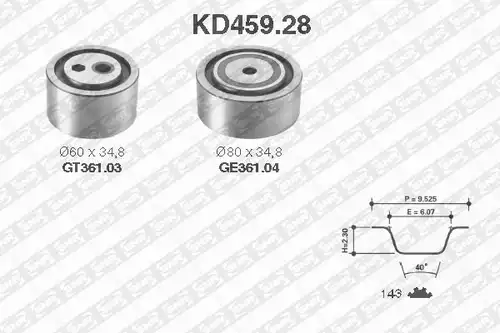 комплект ангренажен ремък SNR KD459.28