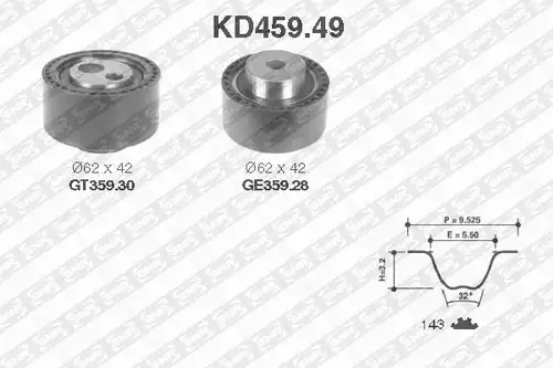 комплект ангренажен ремък SNR KD459.49