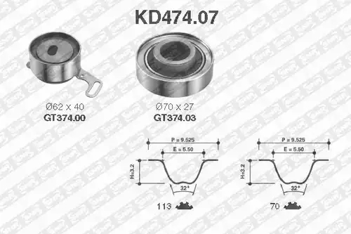 комплект ангренажен ремък SNR KD474.07