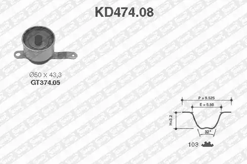 комплект ангренажен ремък SNR KD474.08