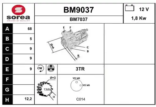 стартер SNRA BM9037