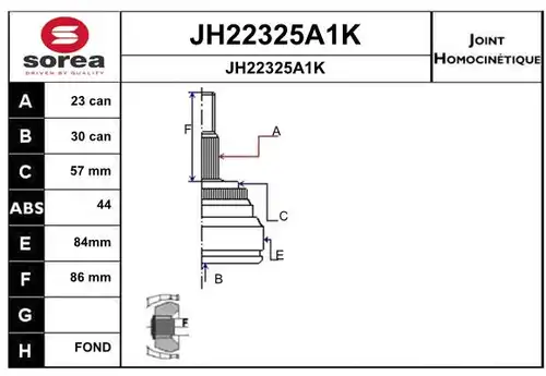 каре комплект, полуоска SNRA JH22325A1K