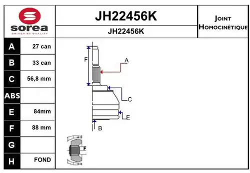 каре комплект, полуоска SNRA JH22456K