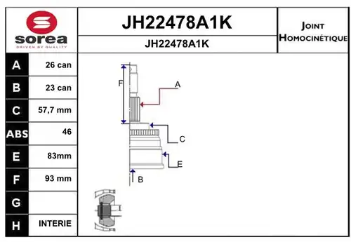 каре комплект, полуоска SNRA JH22478A1K
