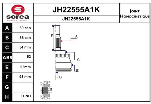 каре комплект, полуоска SNRA JH22555A1K