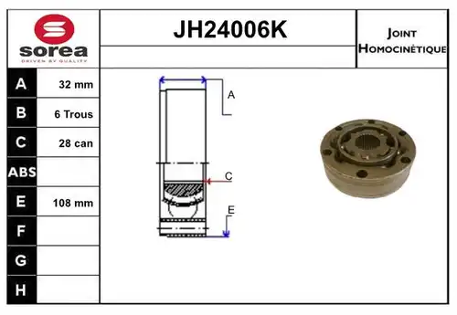 каре комплект, полуоска SNRA JH24006K