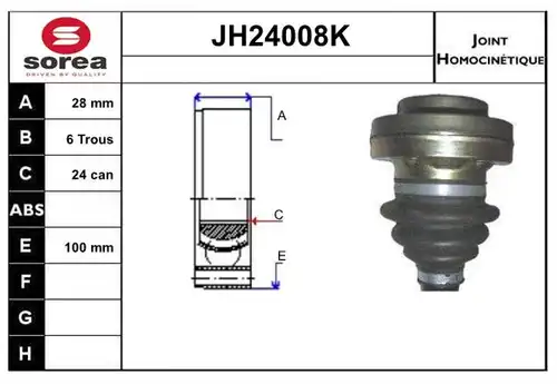 каре комплект, полуоска SNRA JH24008K